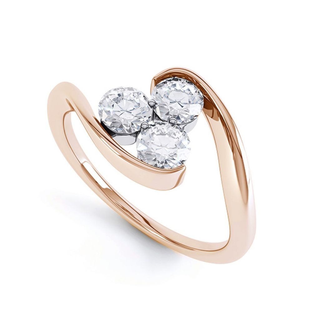 Embracing 3 Stone Diamond Trilogy Ring - Rose Gold - Perspective