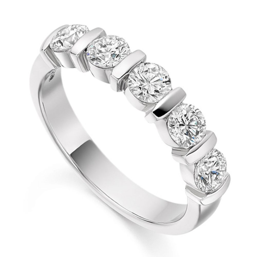 1 Carat Bar Set 5 Stone Diamond Half Eternity Ring