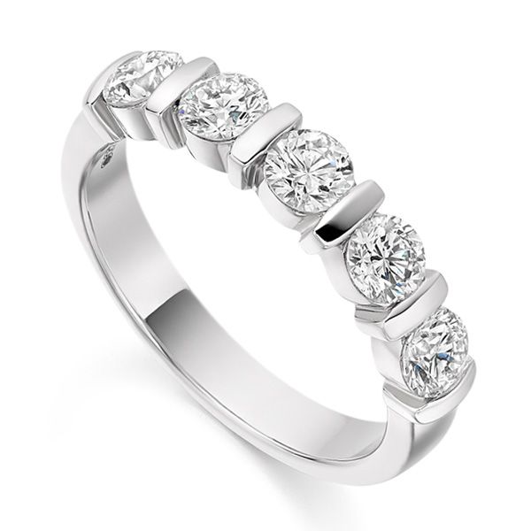 1 Carat Bar Set 5 Stone Diamond Half Eternity Ring Main Image