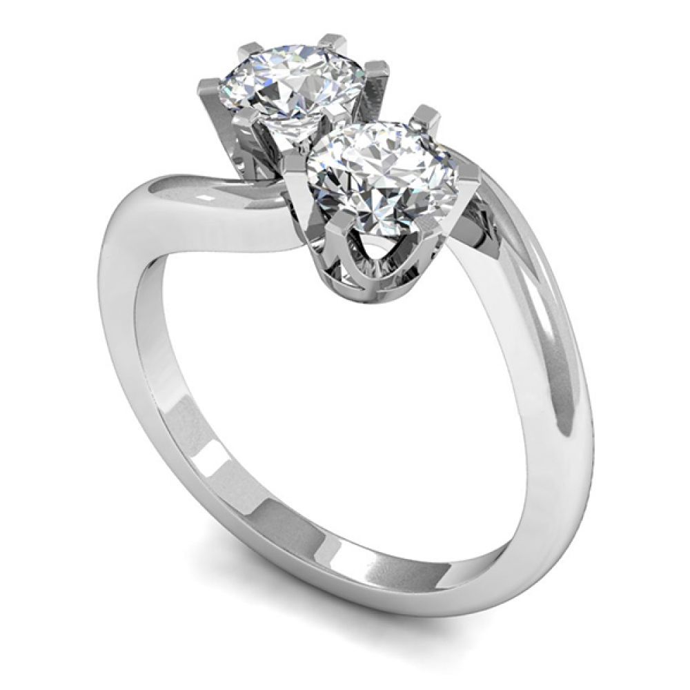 2 Stone Diamond 2 Stone Diamond Engagement Ring Rex Setting - White Gold Ring Rex Setting