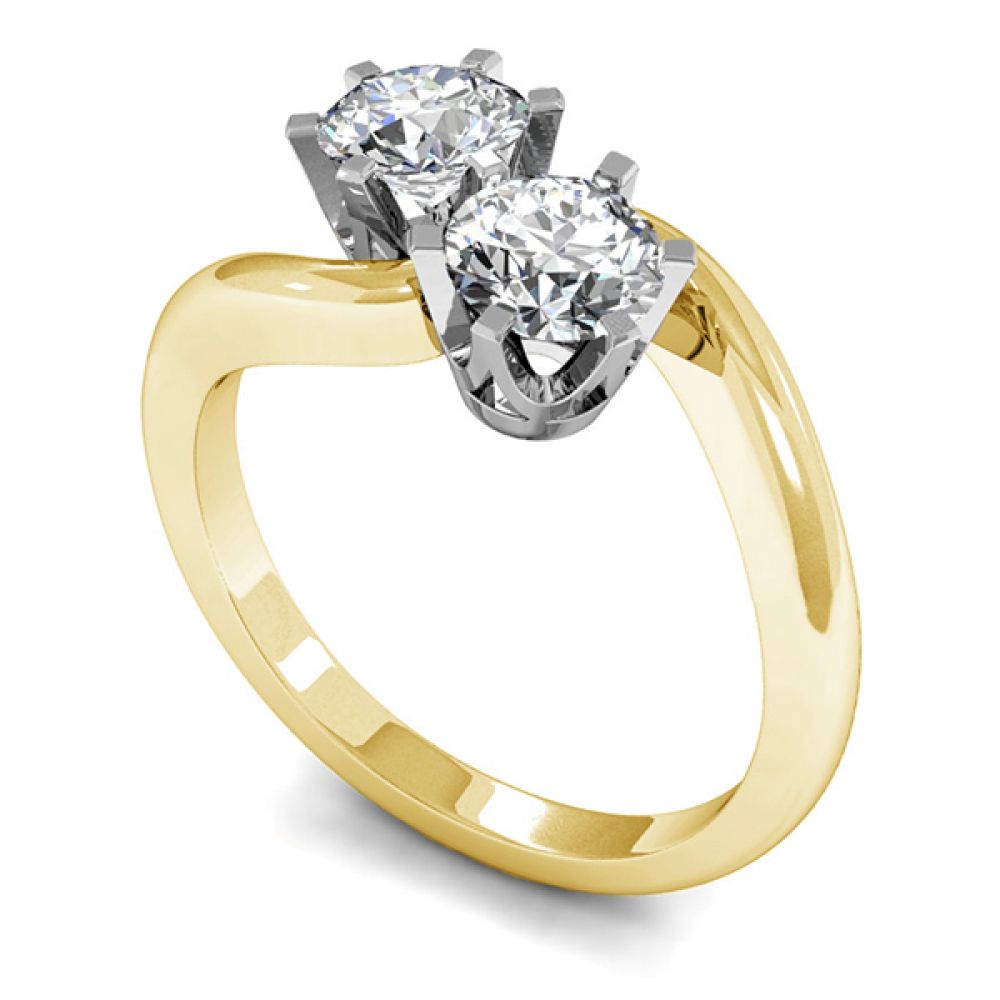 2 Stone Diamond Engagement Ring Rex Setting - Yellow Gold