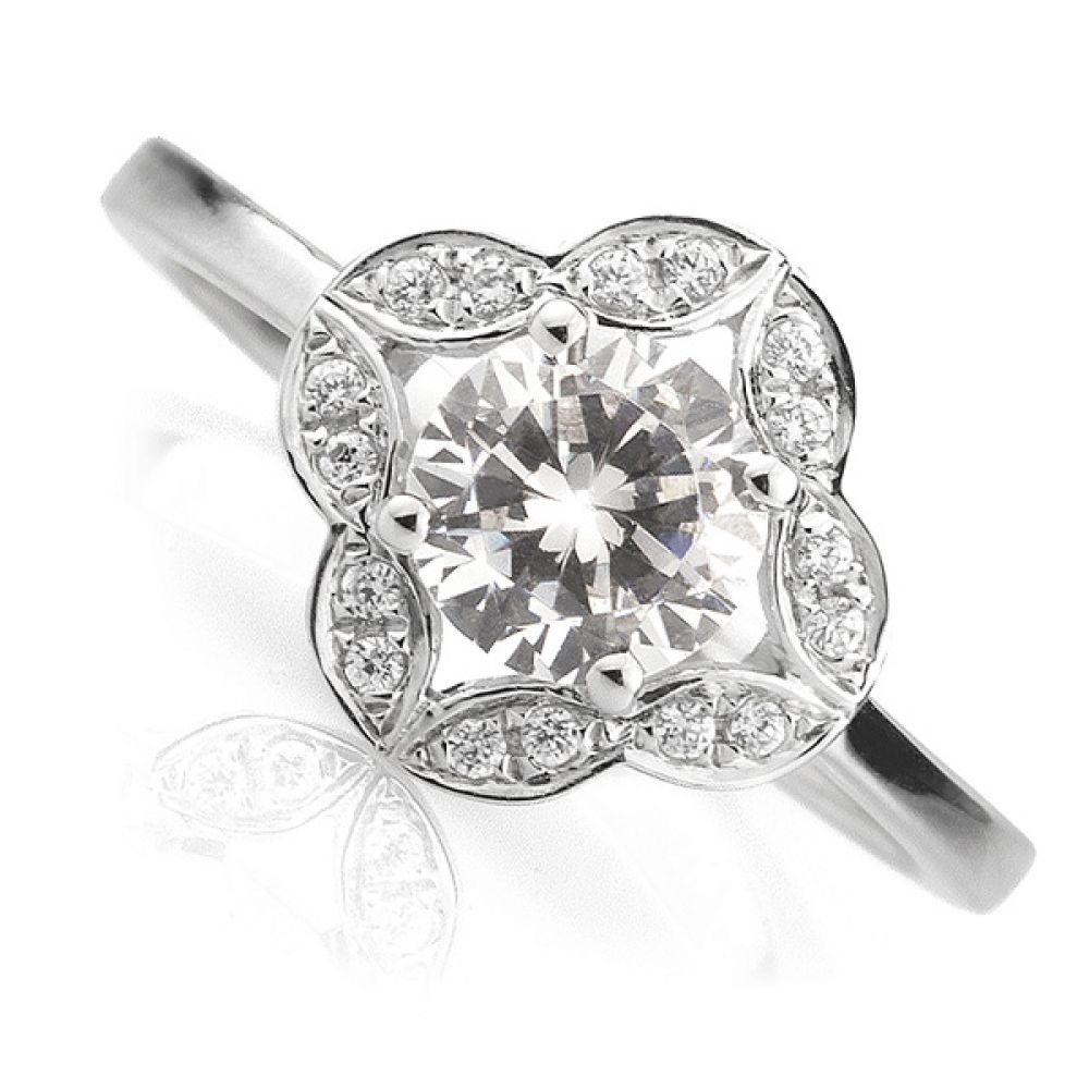 Edwardian Style Vintage Halo Engagement Ring