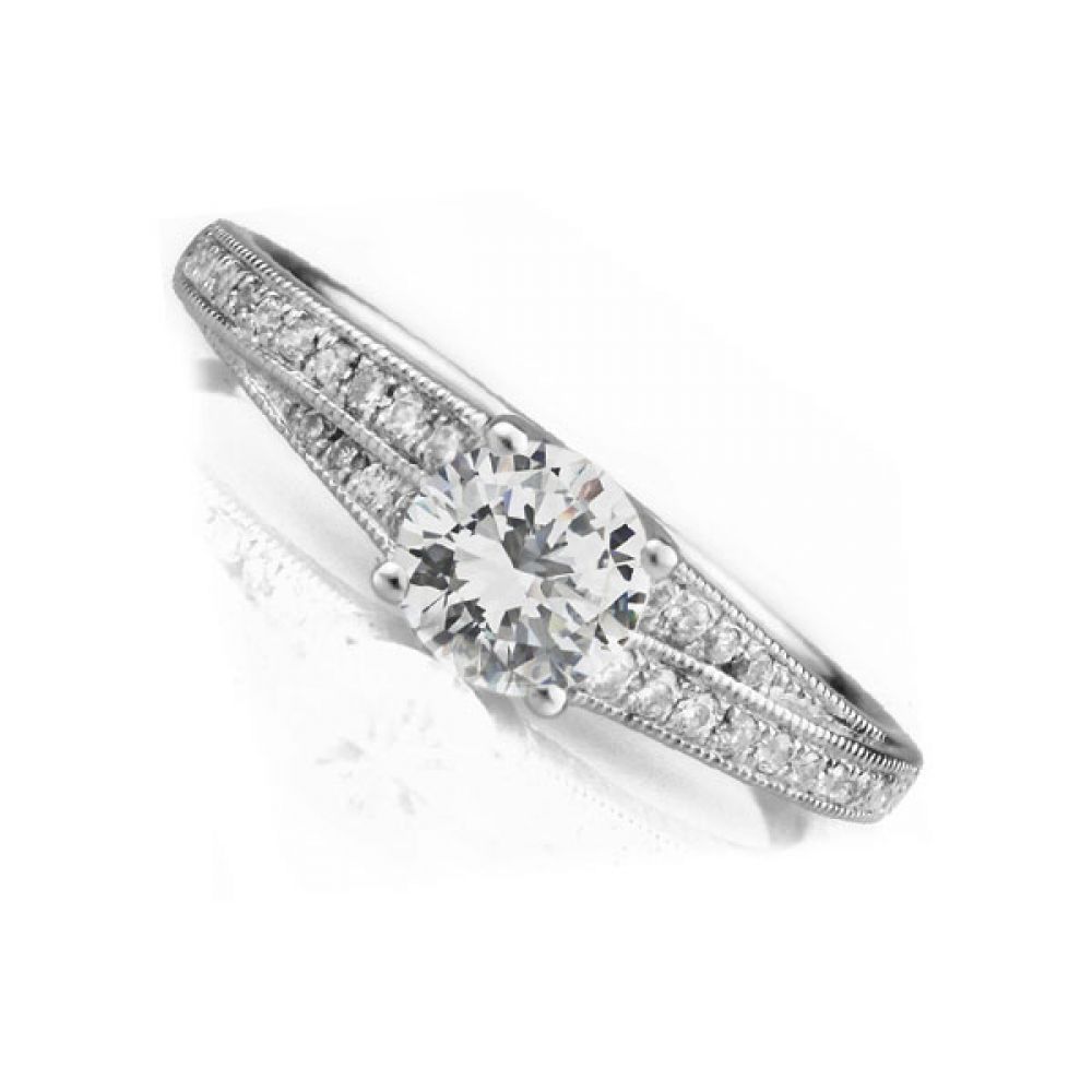 Vintage Diamond Engagement Ring with Stepped Shoulders