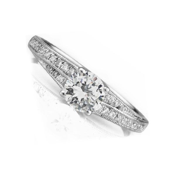 Vintage Diamond Engagement Ring with Stepped Shoulders Main Image