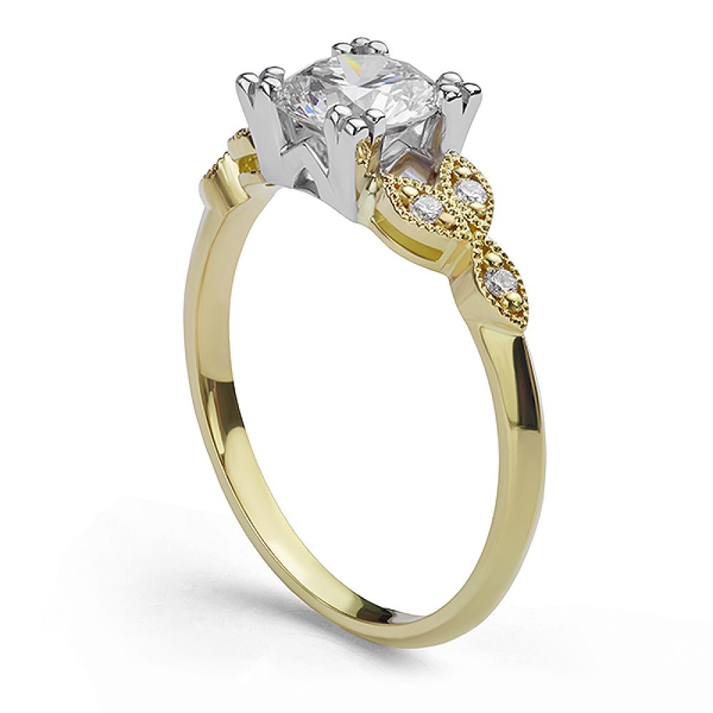Fern Vintage 7 Stone Diamond Engagement Ring Side View Fern Vintage 7 Stone Diamond Engagement Ring Side View
