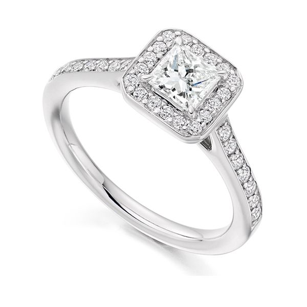 Grain Set Princess Halo Diamond Ring Main Image