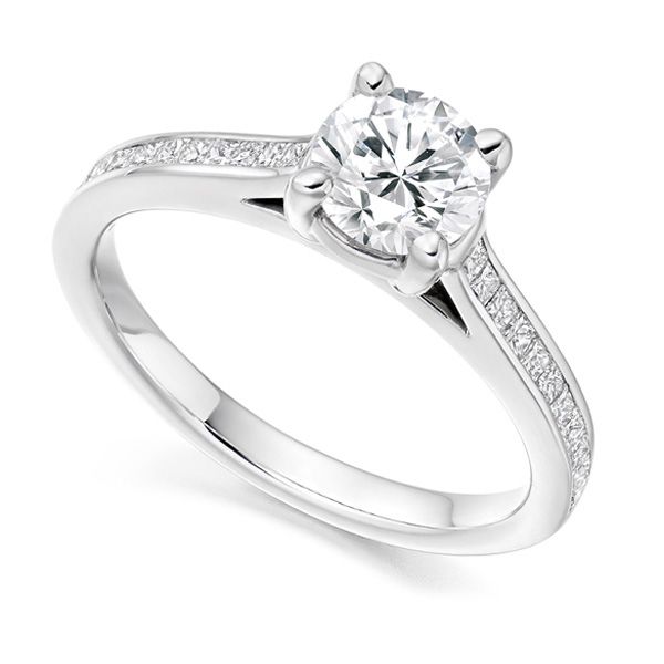 4 Claw Round Engagement Ring with Princess Shoulders Main Image