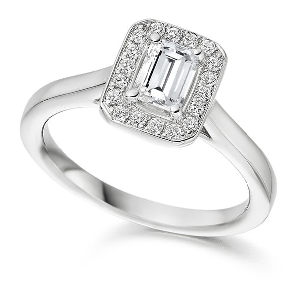 Maisie Emerald Cut Halo Ring Main Image