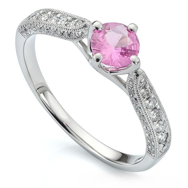 Vintage Style Pink Sapphire Engagement Ring Main Image