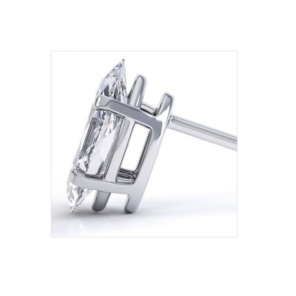 4 Claw Marquise Diamond Stud Earrings Side View 4 Claw Marquise Diamond Stud Earrings Side View