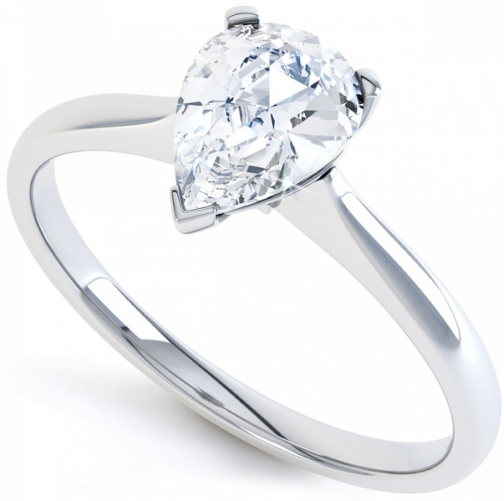 3 Claw Pear Shape Diamond Solitaire Ring