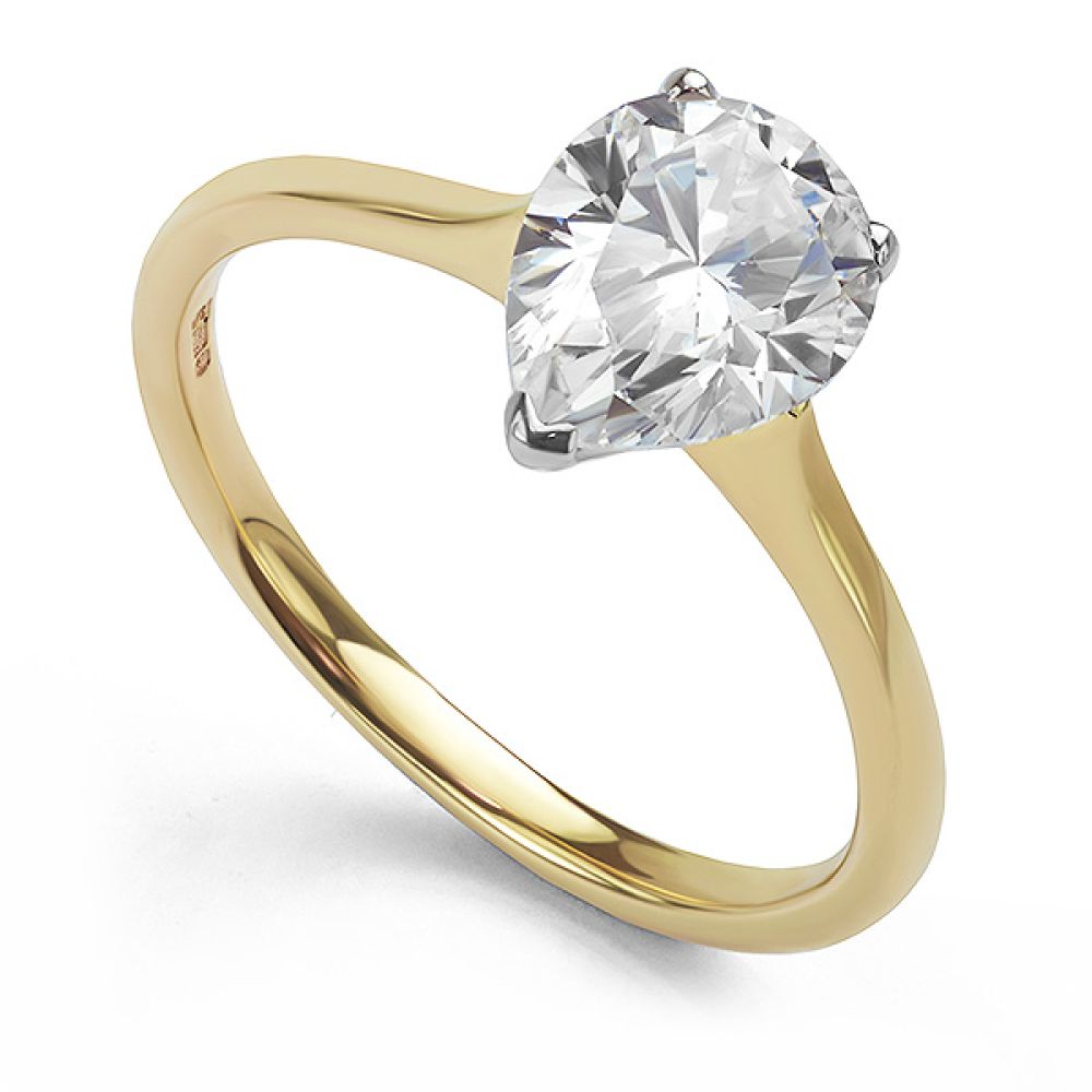 3 Claw Pear Shape Diamond Solitaire Ring