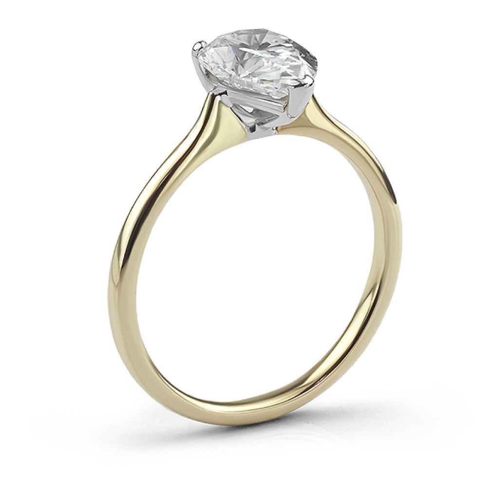 3 Claw Pear Shape Diamond Solitaire Ring Side View