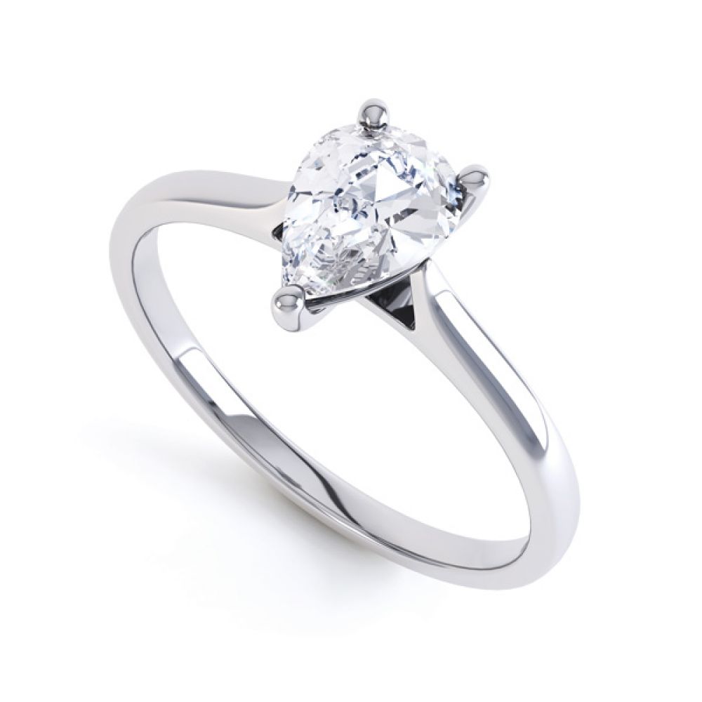 Round Claw Pear Shaped Solitaire Engagement Ring