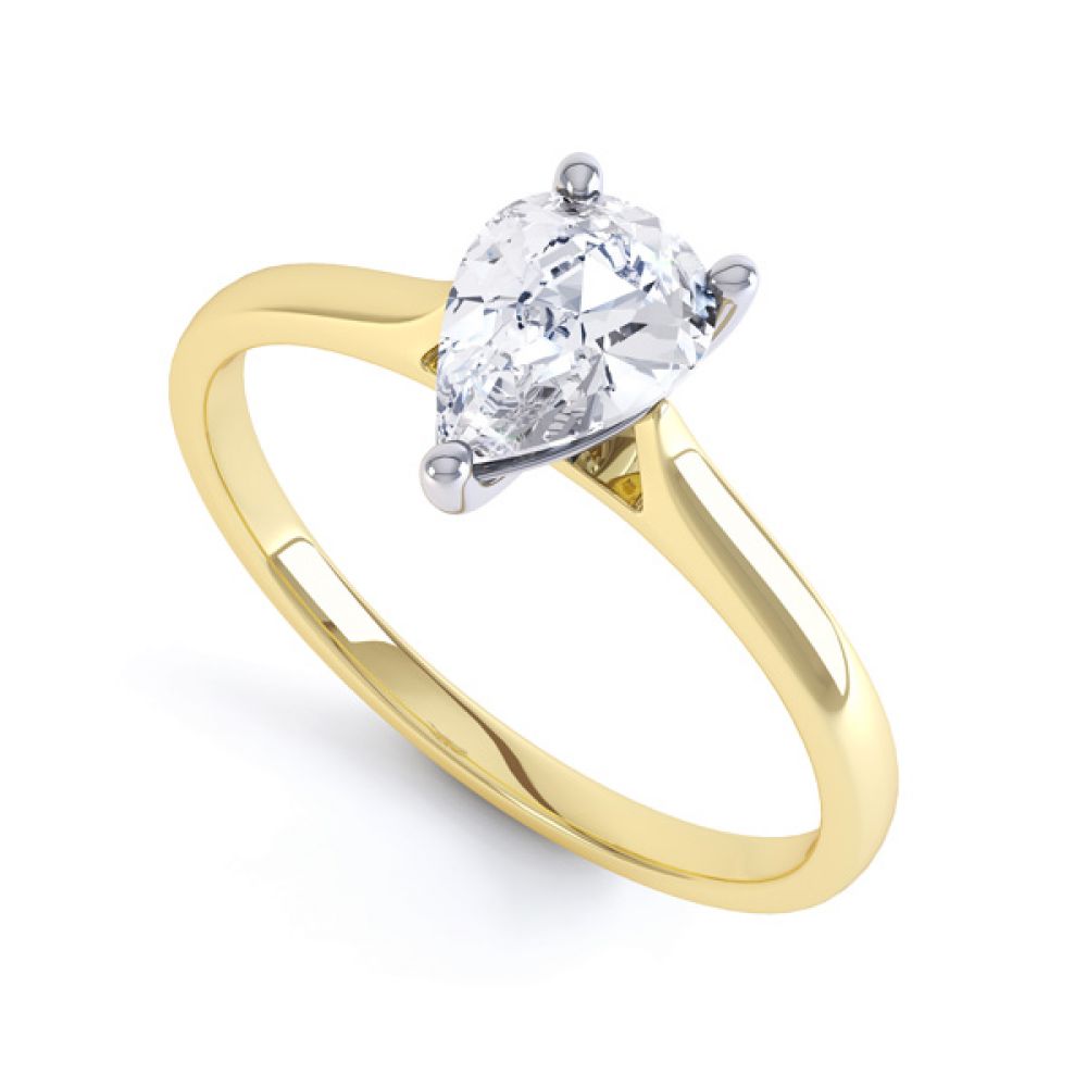 Round Claw Pear Shaped Solitaire Engagement Ring Side View