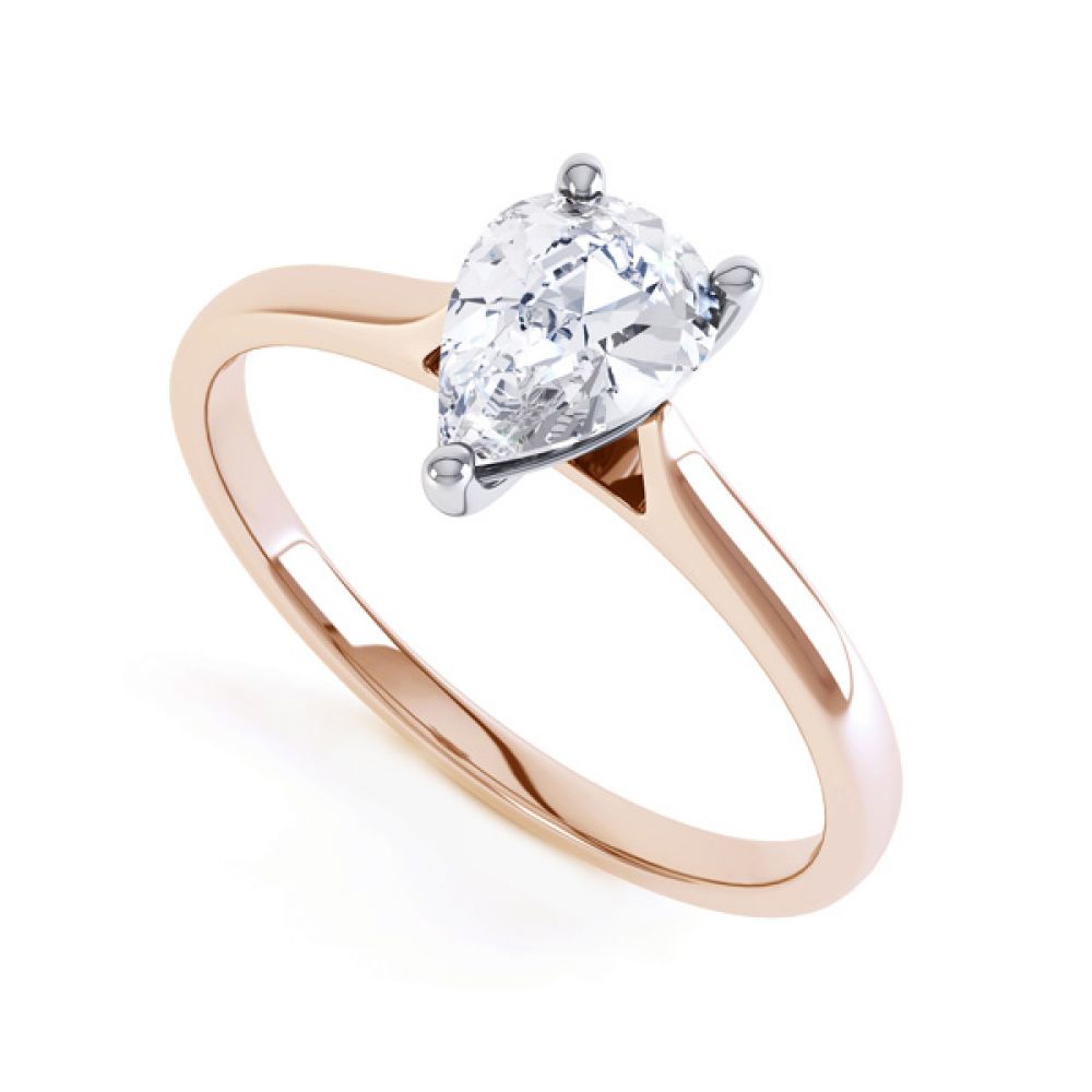 Round Claw Pear Shaped Solitaire Engagement Ring In Rose Gold