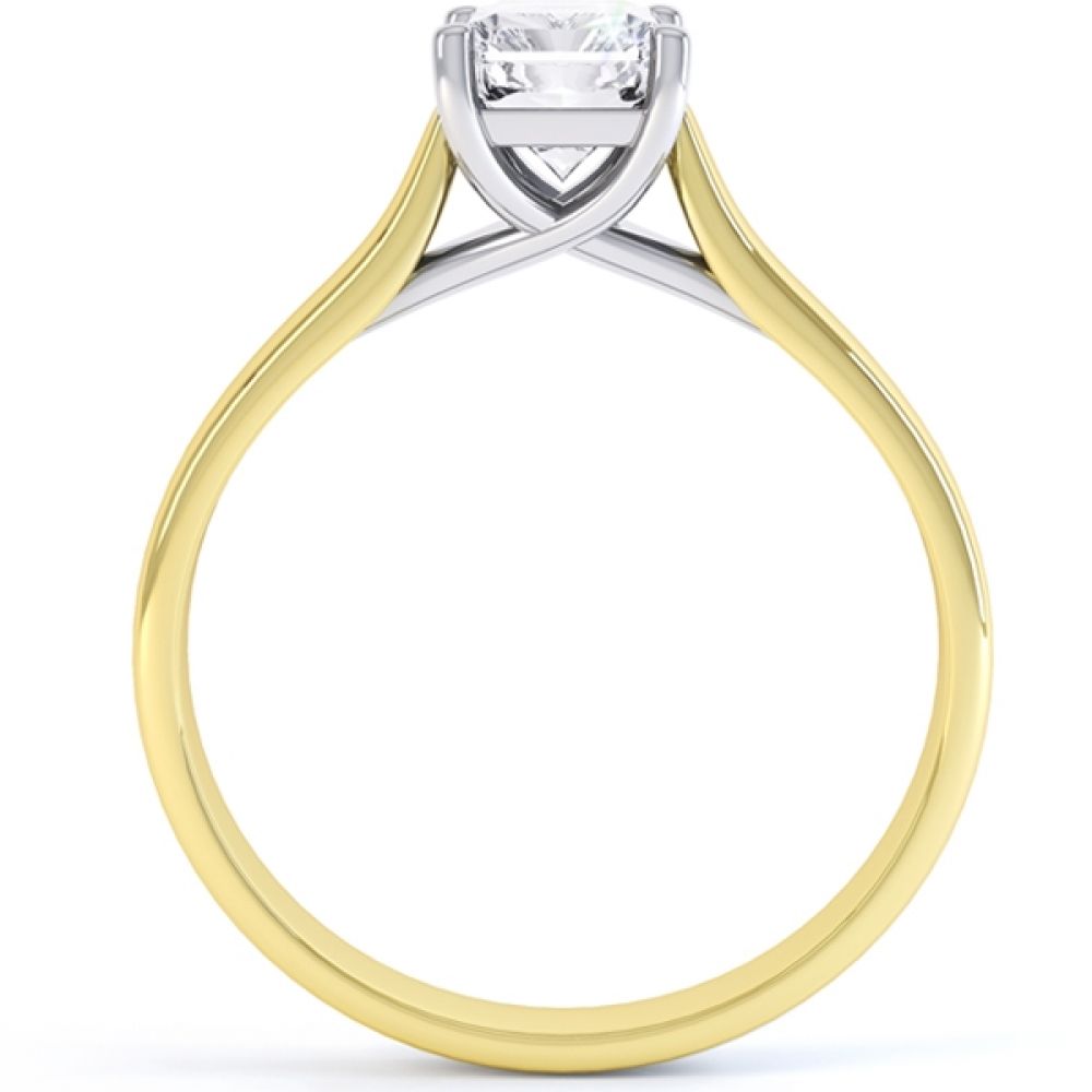 Rectangular Radiant Cut Diamond Engagement Ring In Yellow Gold