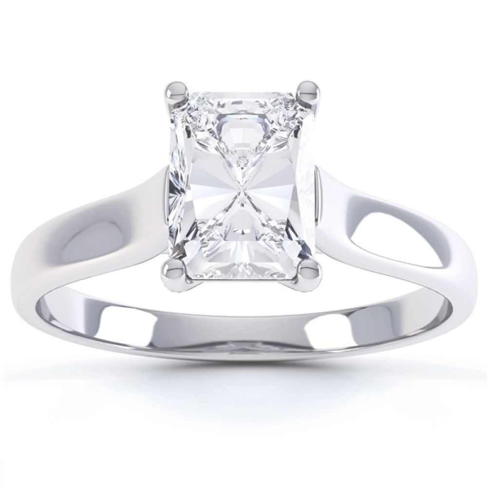 Rectangular Radiant Cut Diamond Engagement Ring Front View