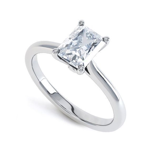 Rectangular Radiant Diamond Solitaire Engagement Ring Main Image