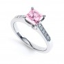 Pink Fliss Princess diamond engagement ring with diamond shoulders white gold pink sapphire Pink Fliss Princess diamond engagement ring with diamond shoulders white gold pink sapphire