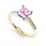Pink Fliss Princess diamond engagement ring with diamond shoulders yellow gold pink sapphire Pink Fliss Princess diamond engagement ring with diamond shoulders yellow gold pink sapphire