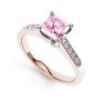 Pink Fliss Princess diamond engagement ring with diamond shoulders rose gold pink sapphire Pink Fliss Princess diamond engagement ring with diamond shoulders rose gold pink sapphire