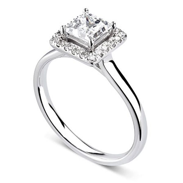 Agatha Princess Diamond Halo Ring Main Image