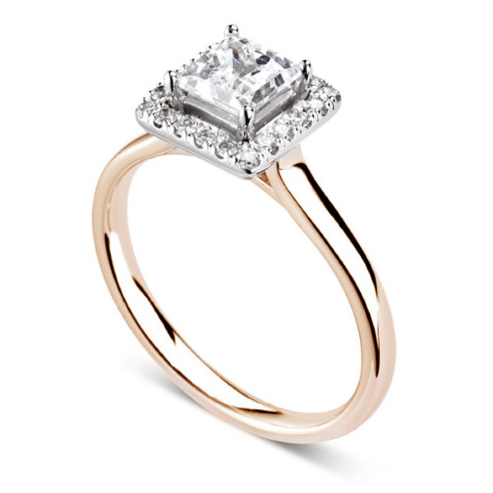 Square Princess Cut Diamond Halo Engagement Ring In Rose Gold Square Princess Cut Diamond Halo Engagement Ring In Rose Gold