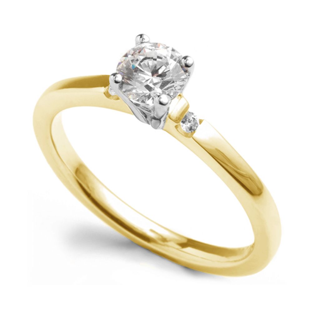 Accented Diamond Shoulder Engagement Ring - Yellow Gold Accented Diamond ShouldeAccented Diamond Shoulder Engagement Ring - Yellow Goldr Engagement Ring Full View