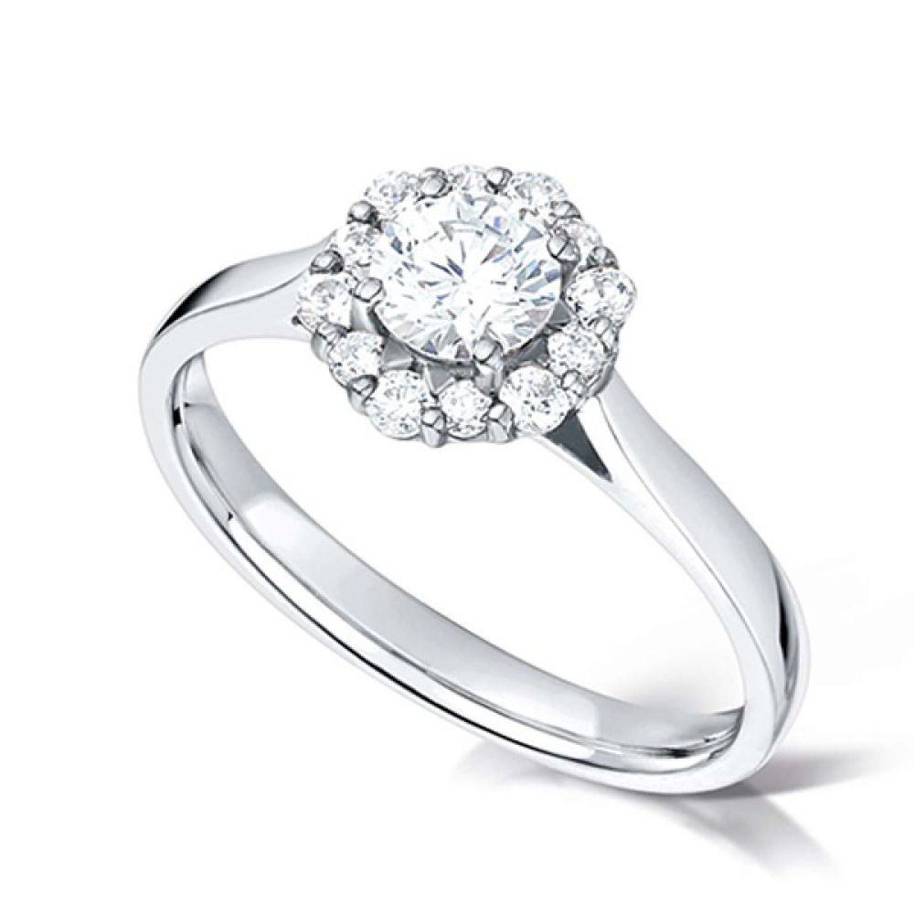Unique Round Diamond Halo Engagement Ring - Platinum Unique Round Diamond Halo Engagement Ring - Platinum