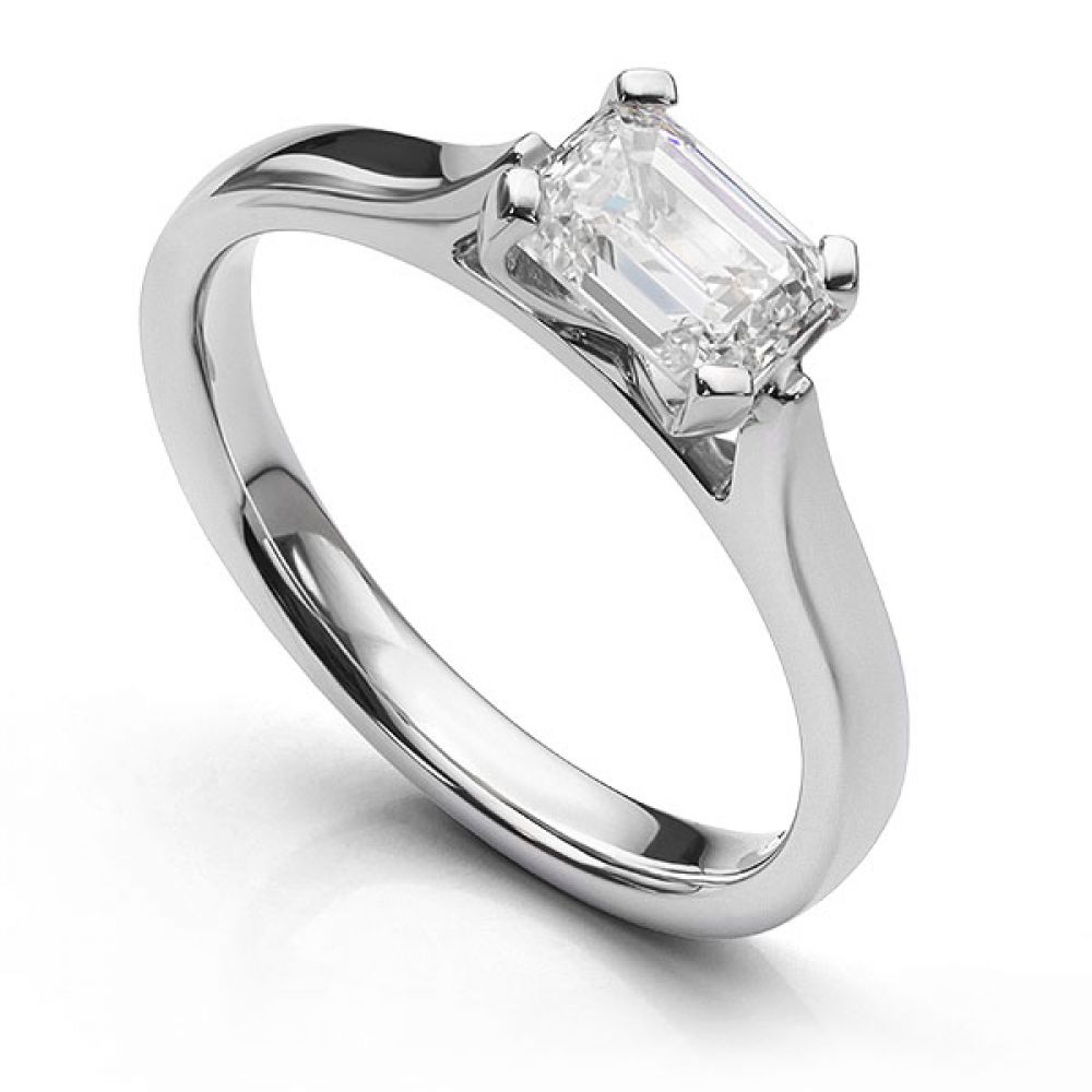 Modern East West Set Emerald Cut Diamond Engagement Ring Modern East West Set Emerald Cut Diamond Engagement Ring