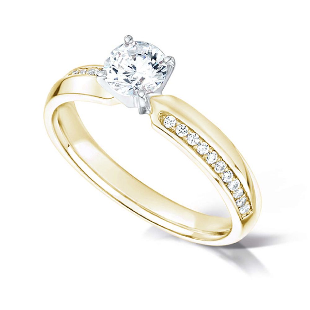 Diamond Shoulder Engagement Ring with Offset Shoulders