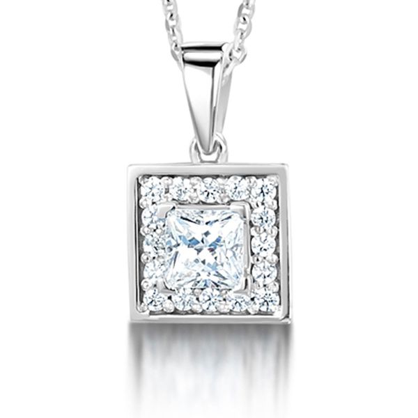 Princess Diamond Halo Pendant Main Image