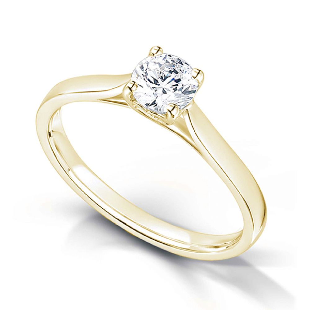 Heart Styled Round Solitaire Engagement Ring - Perspective - Yellow Heart Styled Round Heart Styled Round Solitaire Engagement Ring - Perspective - YellowSolitaire Engagement Ring Side View