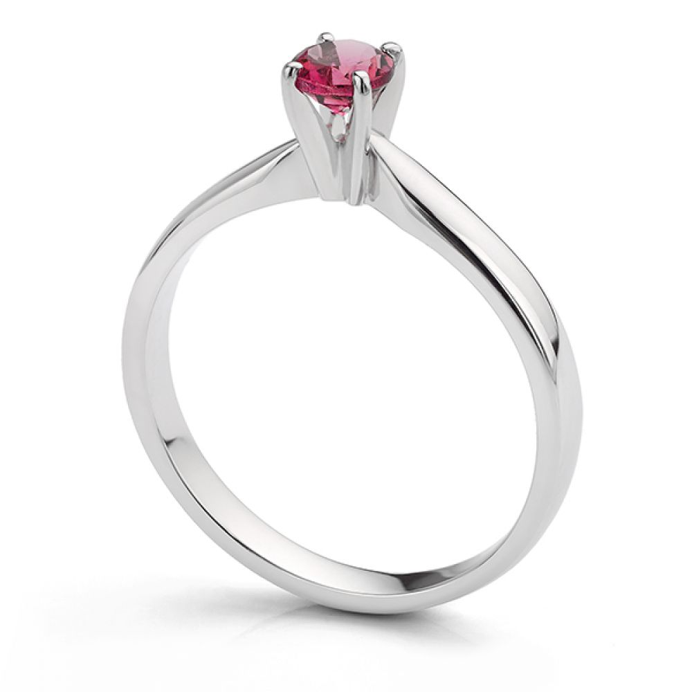 Pink Tourmaline Solitaire Engagement Ring Side View Pink Tourmaline Solitaire Engagement Ring Side View