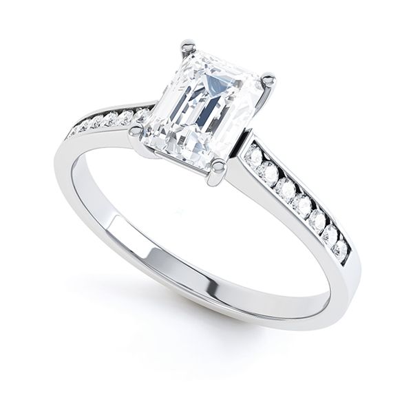 Emerald Cut Ring with Channel Set Shoulders Main Image