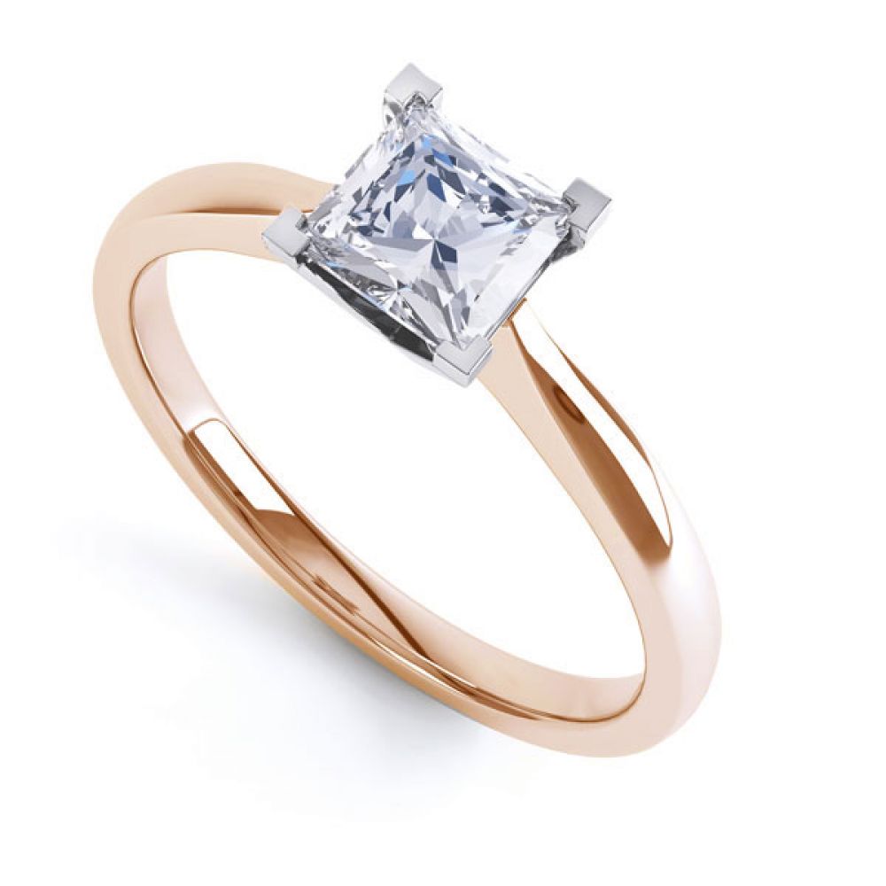 Princess Solitaire Engagement Ring with Open Setting In Rose Gold