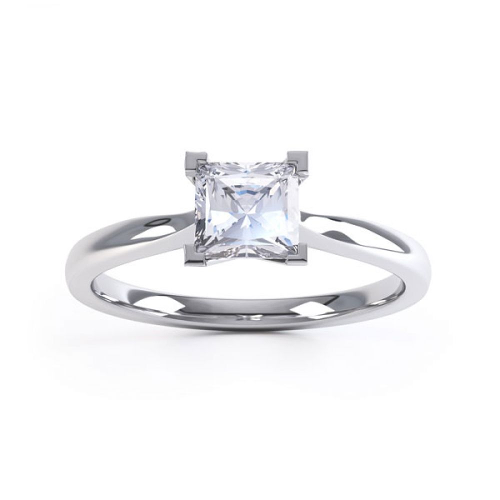 Princess Solitaire Engagement Ring with Open Setting Top View