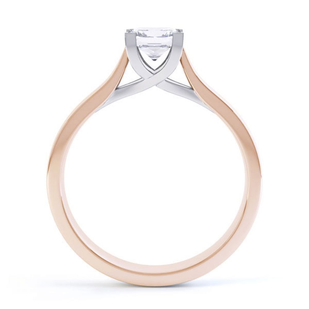 Crossover Claw Box Set Princess Diamond Ring Side View In Rose Gold Crossover Claw Box Set Princess Diamond Ring Side View In Rose Gold