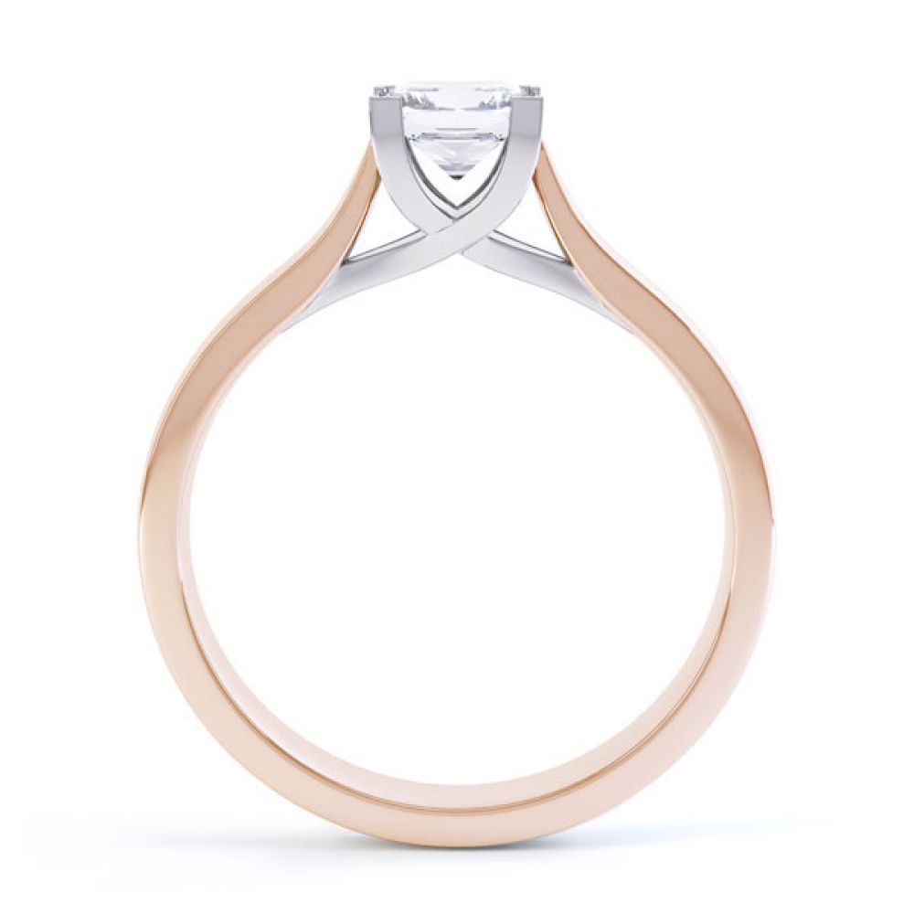 Crossover Claw Box Set Princess Diamond Ring Side View In Rose Gold