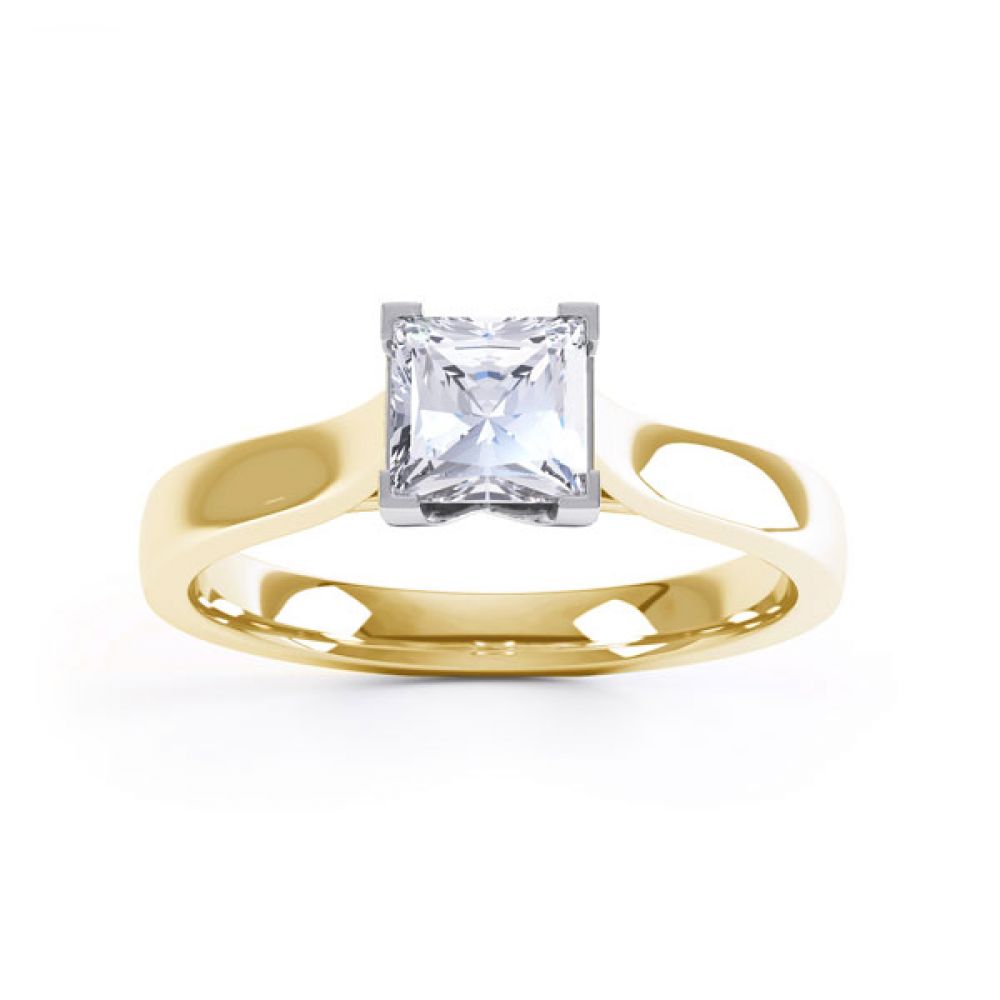 Crossover Claw Box Set Princess Diamond Ring Top Yellow Gold Crossover Claw Box Set Princess Diamond Ring Top Yellow Gold