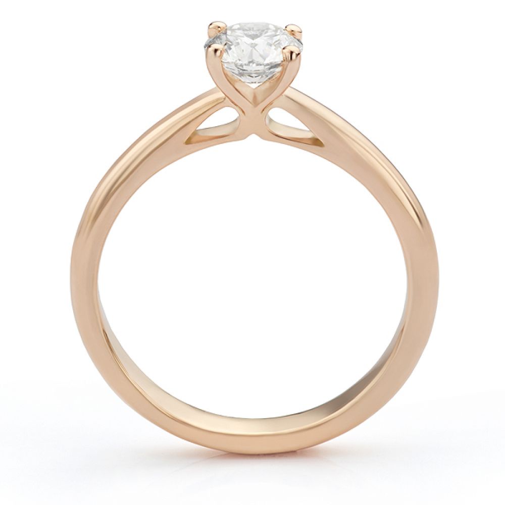 Side view of the Nyla engagement ring shown in rose gold