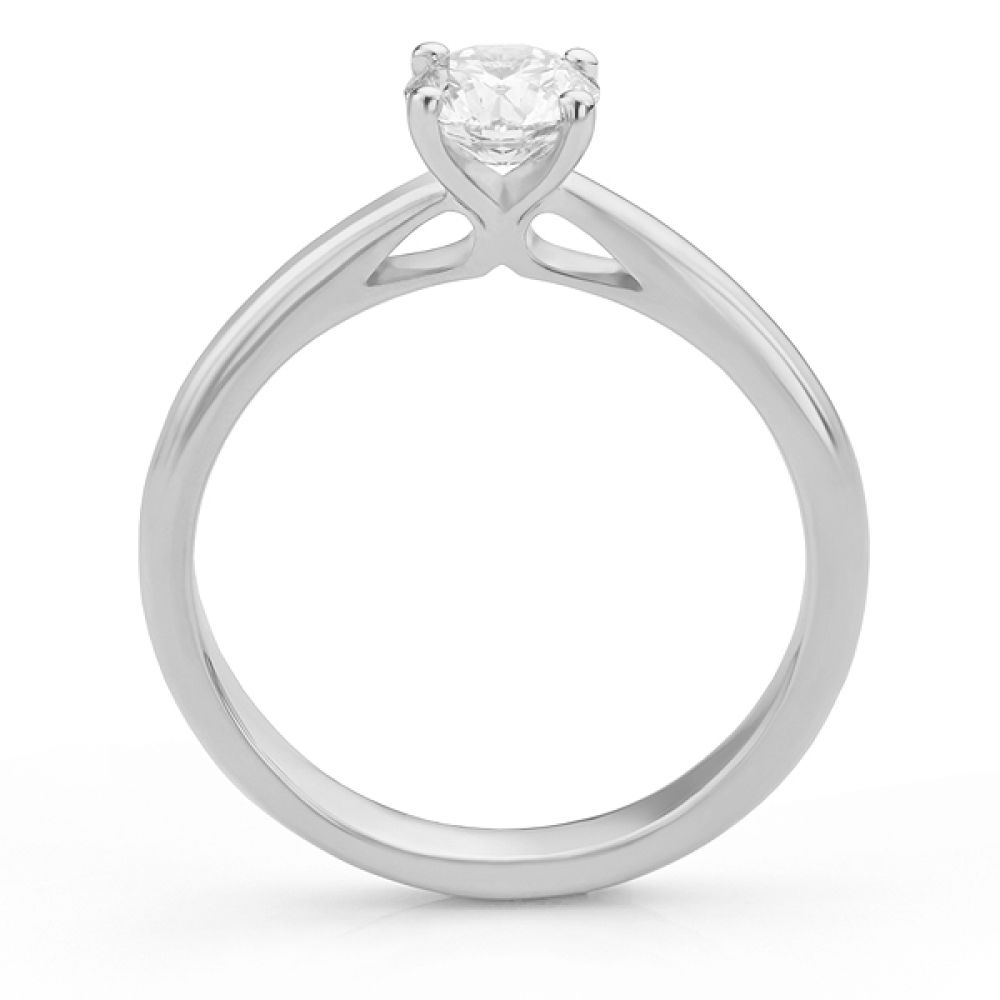 Side view of the Nyla engagement ring shown in white gold