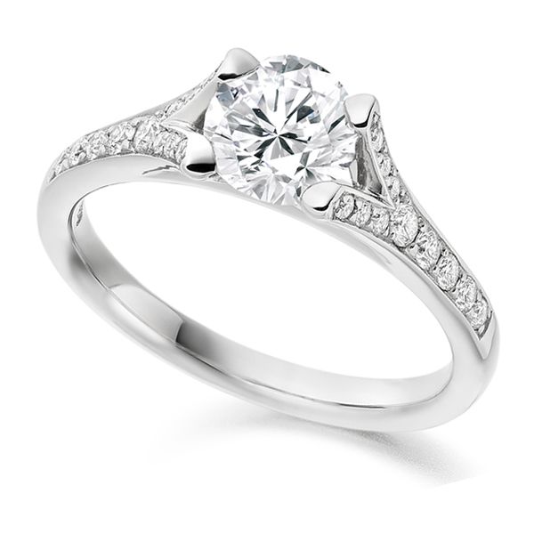 Diamond Engagement Ring with Fishtail Diamond Shoulders Main Image