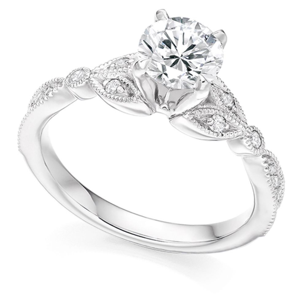 Vintage Solitaire Diamond Engagement ring - White