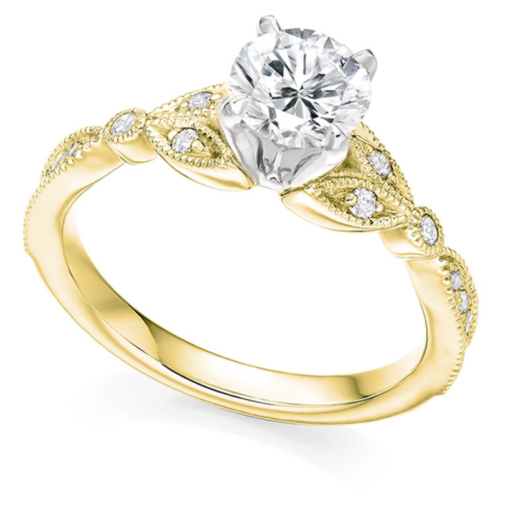 Vintage Solitaire Diamond Engagement ring - Yellow Vintage Solitaire Diamond Engagement ring - Yellow
