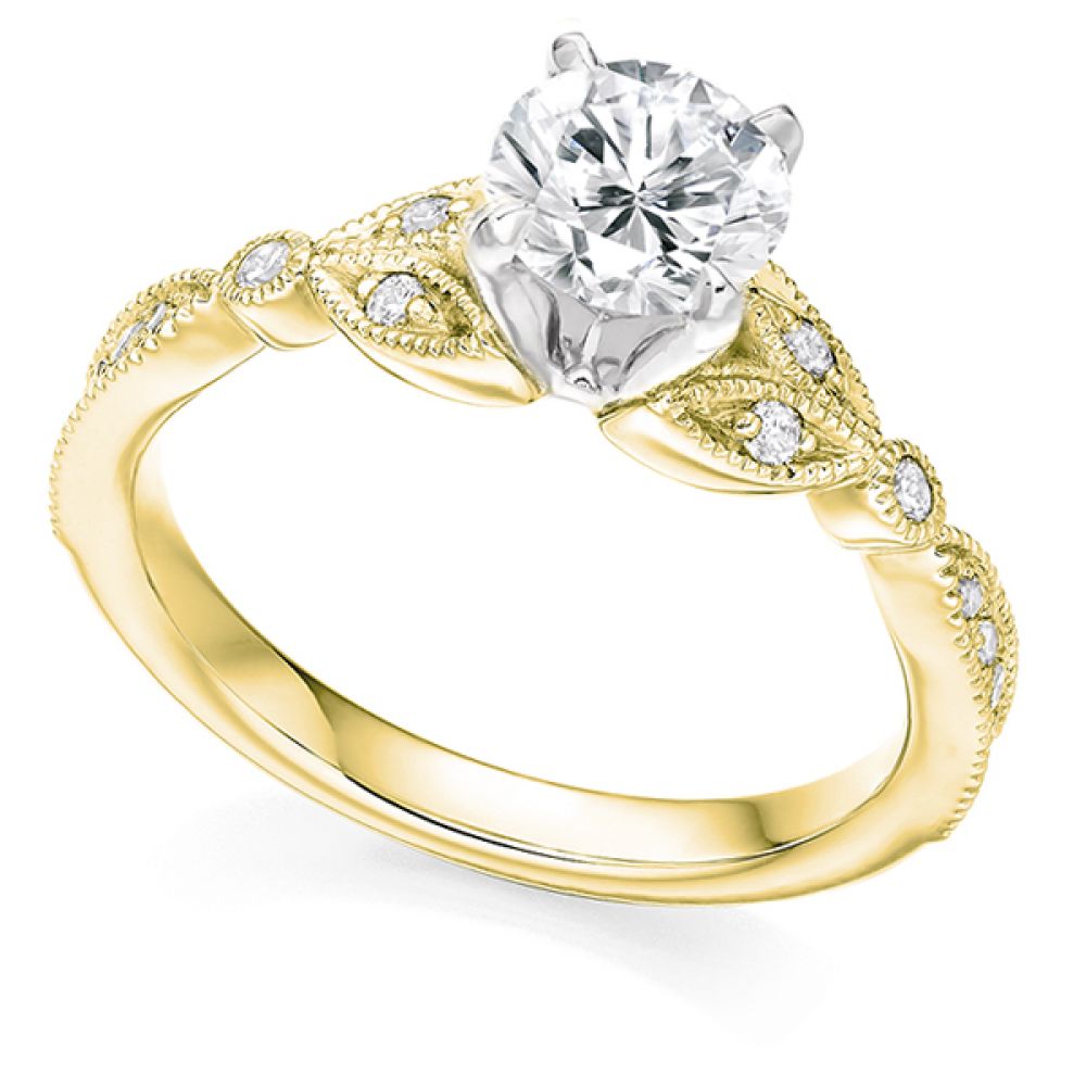 Vintage Solitaire Diamond Engagement ring - Yellow