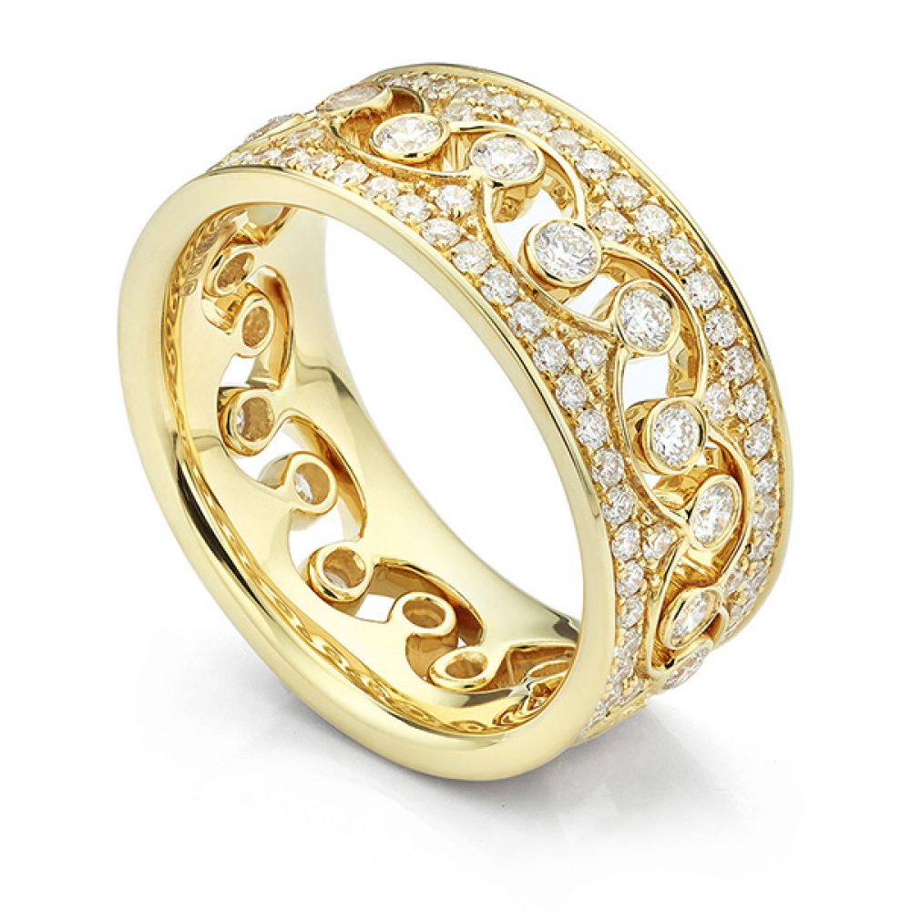 Fusion Interlocking Diamond Wedding Rings Elizabeth in Yellow Gold