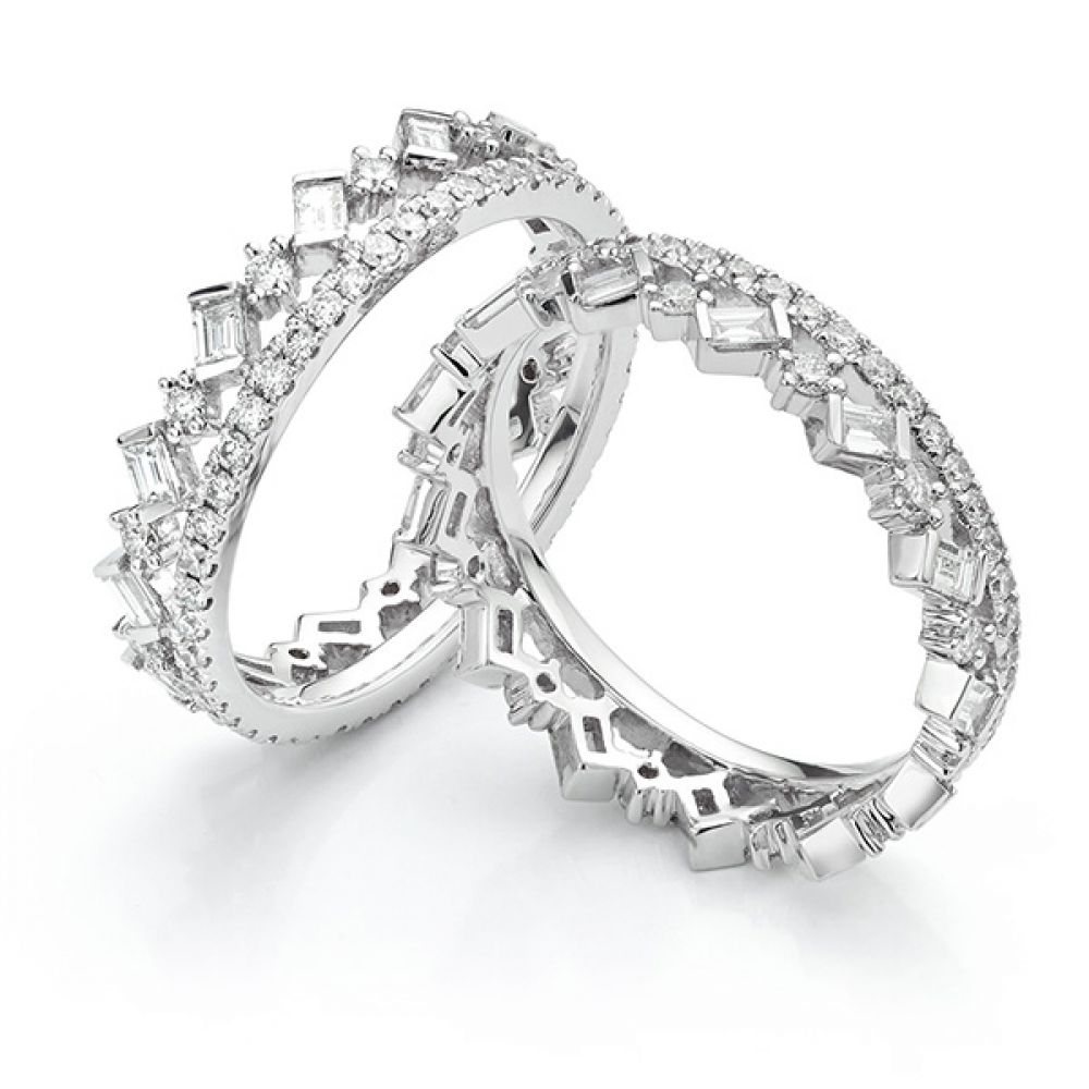 Cleopatra Fusion Diamond Ring Set viewed apart Cleopatra Fusion Diamond Ring Set viewed apart