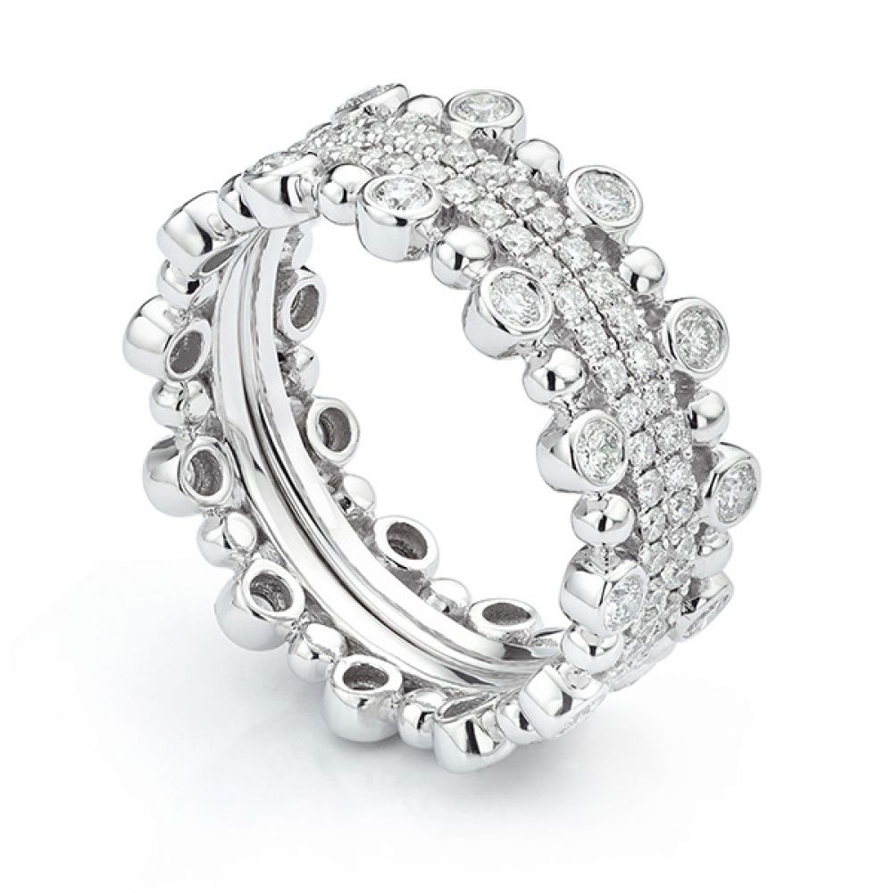 Fusion Diamond Stacking Rings Anastasia worn outwards Fusion Diamond Stacking Rings Anastasia worn outwards